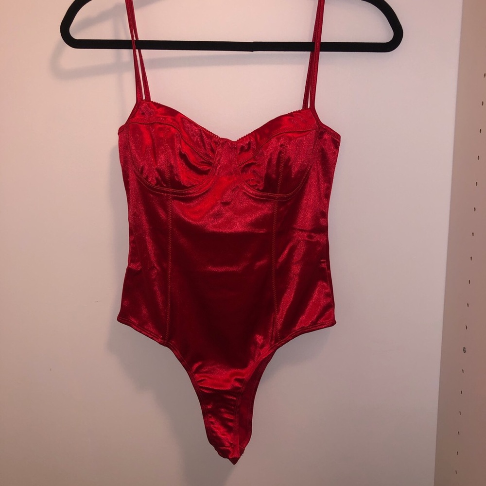 Red bustier bodysuit